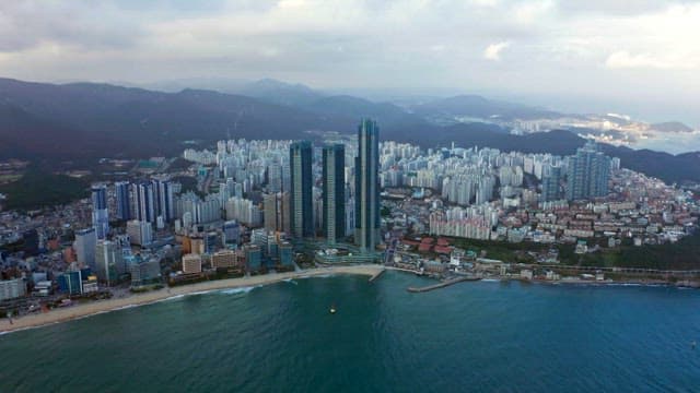 Busan, a city with densely built buildings along the coast