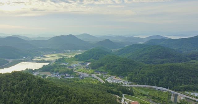 Scenic view of mountains and fields