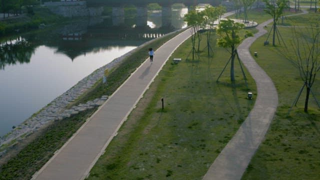 Riverside Park next to Woljeong on a Quiet morning