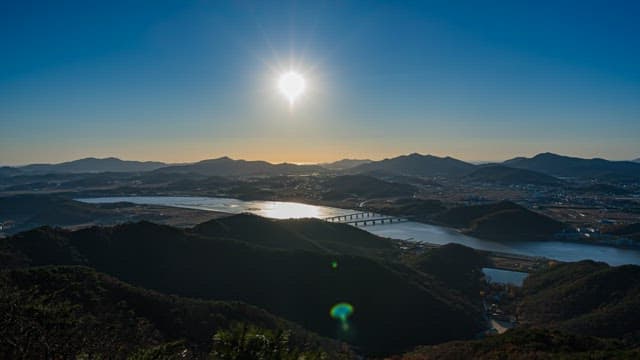 Sky over Riverside Village Transitioning from Sunset to Night