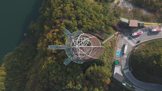 Skywalk Observatory on a Mountain with Many Visitors