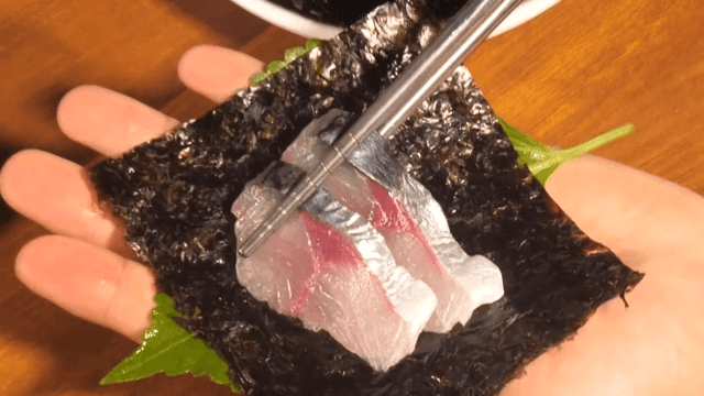 Raw Fish Wrapped on Seaweed