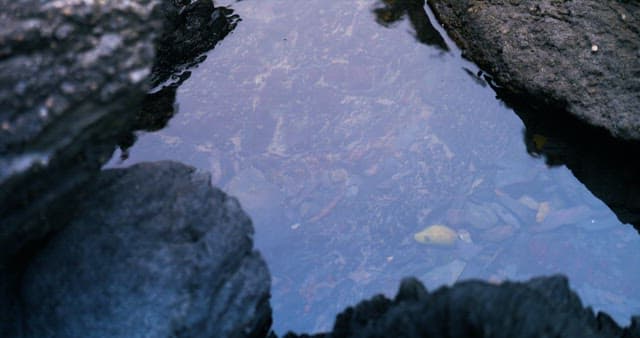 Small Pond Made of Sea Water Between Rocks