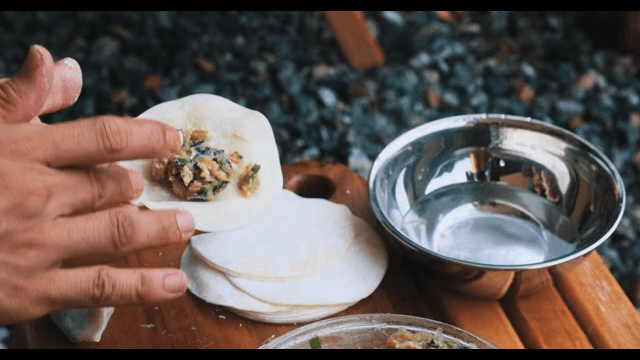 Making Dumplings By Hand Outdoors
