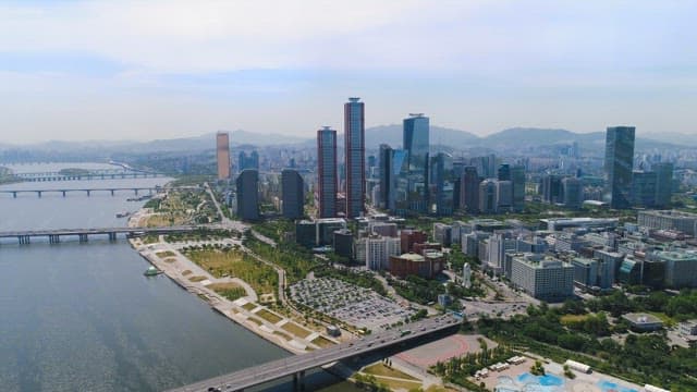 Modern Cityscape Built Along the River