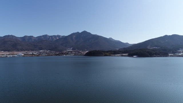 Geumgang River with distant mountains