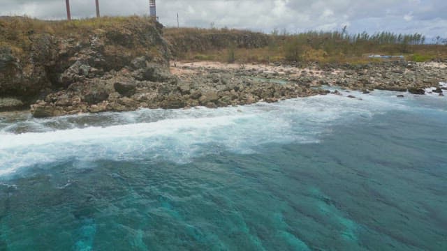 Rocky coastline with waves crashing