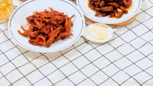 Assorted Korean Dishes for Drink Laid on a Table