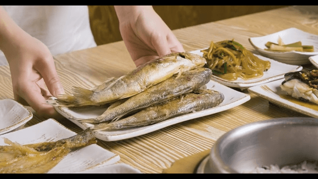 Grilled Croaker on the Korean Dining Table