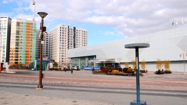 Bright Day at a Modern Urban Plaza