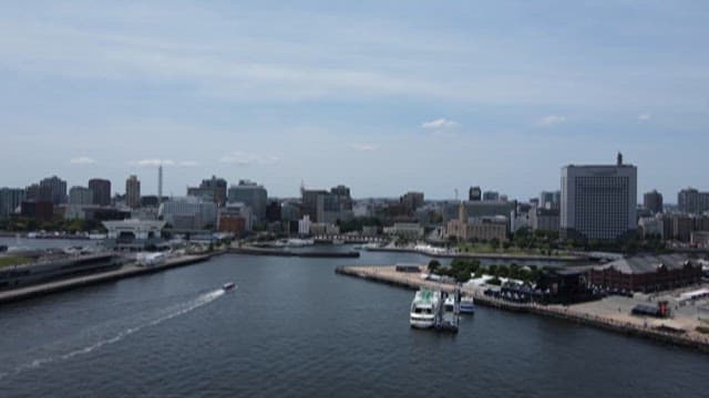 Coastal City with Marinas on a Sunny Day