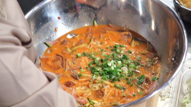 Making fresh cold raw fish soup