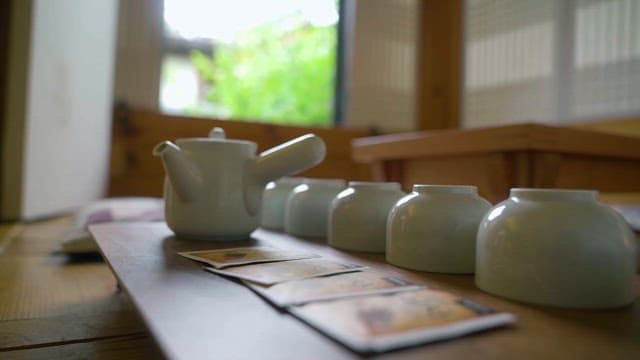 Traditional Tea Set on a Wooden Table