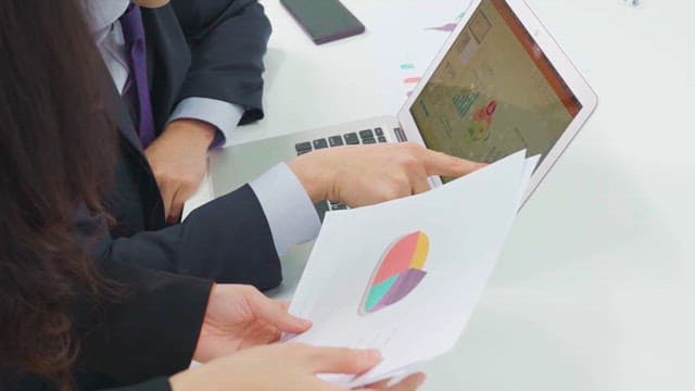 Professional analyzing data on a computer