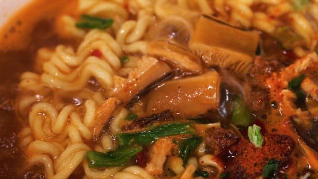 Spicy Ramyeon Bubbling Deliciously