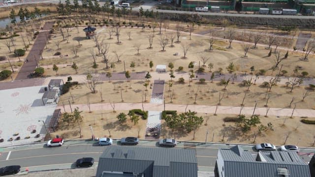 View of a park with pathways and trees