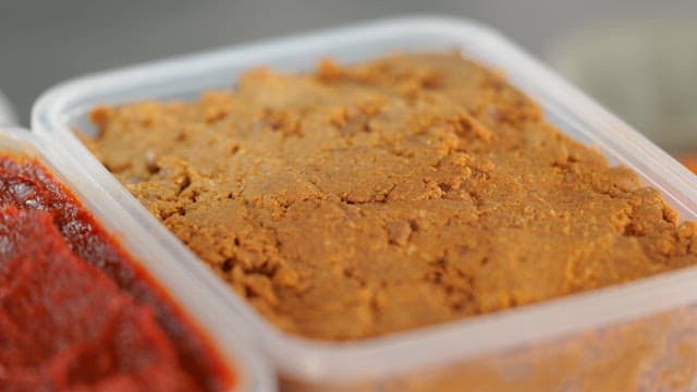 Korean Sauces, Red Pepper Paste and Soybean Paste in Plastic Containers