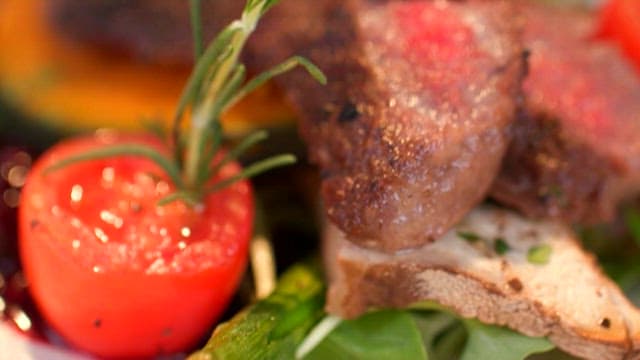 Gourmet Steak with Tomatoes, Herbs, and Caviar