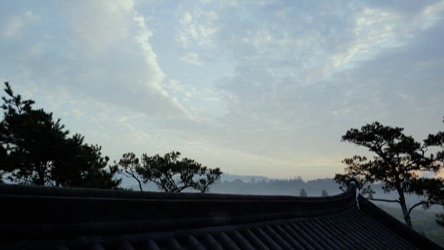 Sky on a clear day and the crock pots beneath it