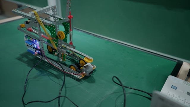 Prototype robot on a lab table in operation