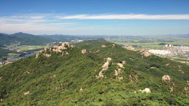 Mountain Landscape with Lush Trees under the Blue Sky