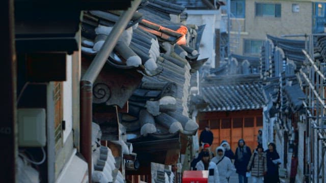 Narrow Alley Crowded with Visitors of  Hanok Village