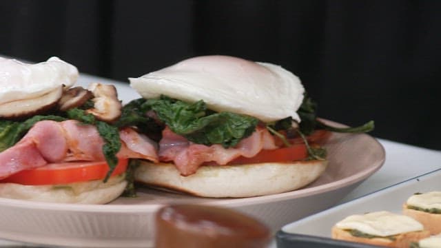 Yellow Sauce Being Poured on the Sandwich