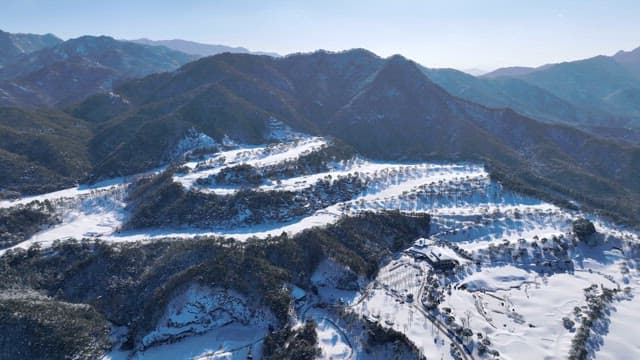 Snowy Mountainscape with Winding Road