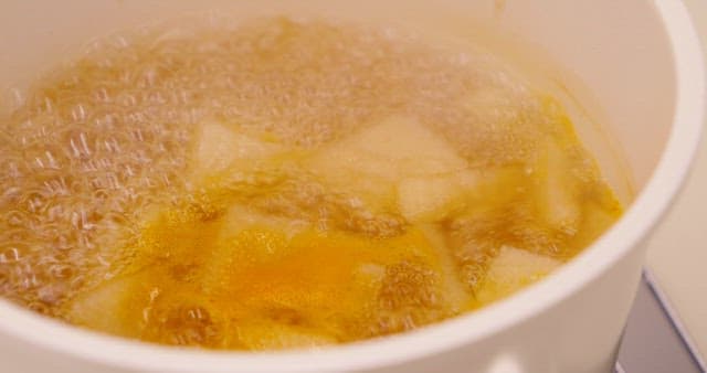 Cooking Squid Radish Soup in a Pot