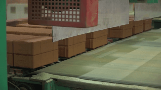 Bricks moving on a conveyor belt
