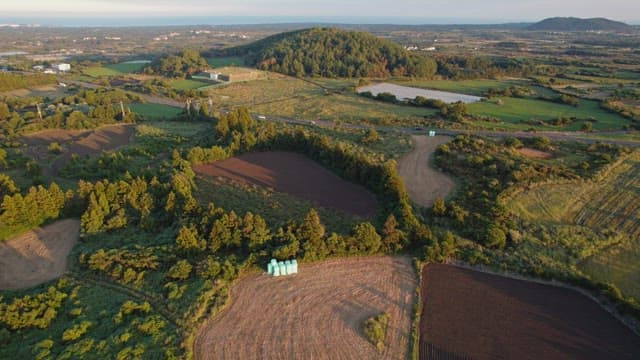 Expansive farmland with green fields