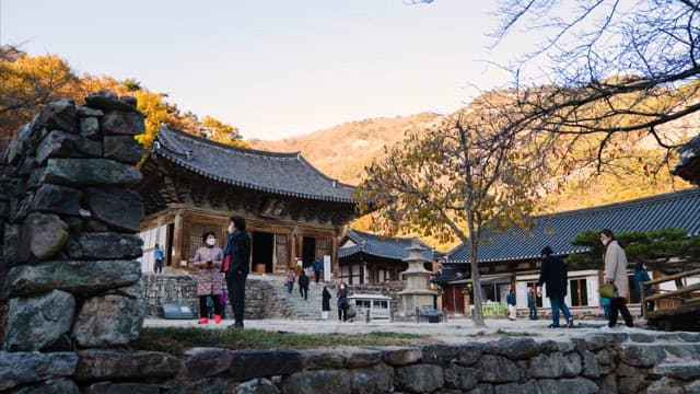 Visitors at a Traditional Korean Temple