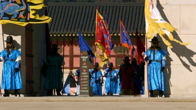 Carrying Flags for the Guard Changing Ceremony