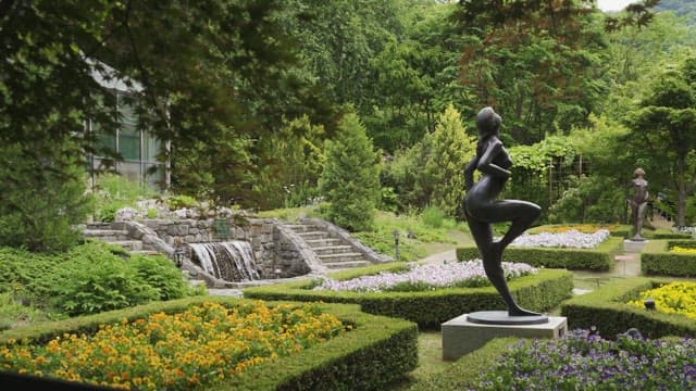 Sculptures Amidst the Serene Garden