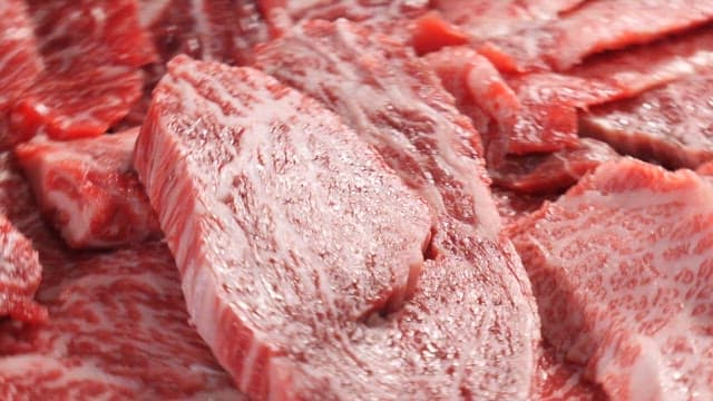 Close-up View of Fresh Marbled Meat Cuts