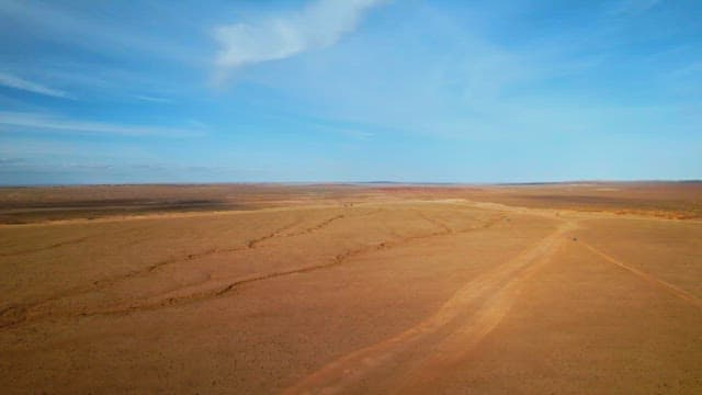 Dry and Rough Desert Landscape Under a Clear Sky