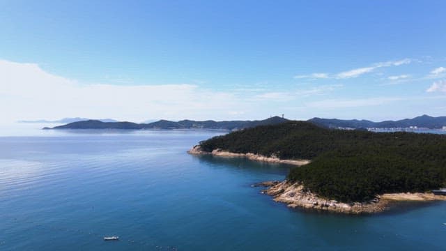 Serene coastal landscape with islands