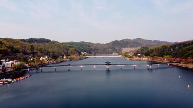 Scenic bridge over a tranquil river