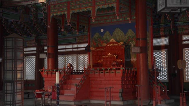 Inside the Gyeongbokgung Palace with the Sun, Moon, and Five Peaks