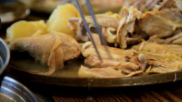 Savory baeksuk and warm chicken porridge