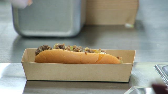 Korean beef bulgogi burger topped with ketchup and mayonnaise