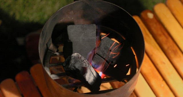 Charcoal Burning in Grill