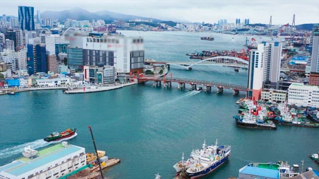Bustling Industrial Port City from Above