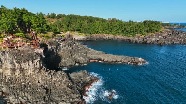 Rocky coastline with clear blue sea