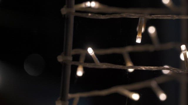 Dimly lit fairy lights in the dark