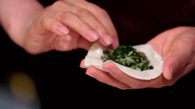 Making dumplings with hands