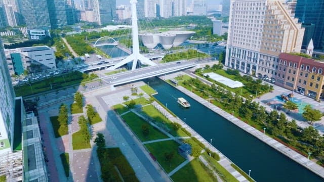 Cityscape with Modern Architecture and Canal