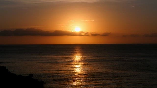 Serene Sunset Over Calm Ocean Waters