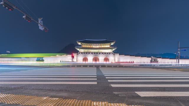 Night View of the Historic Gwanghwamun Front Yard