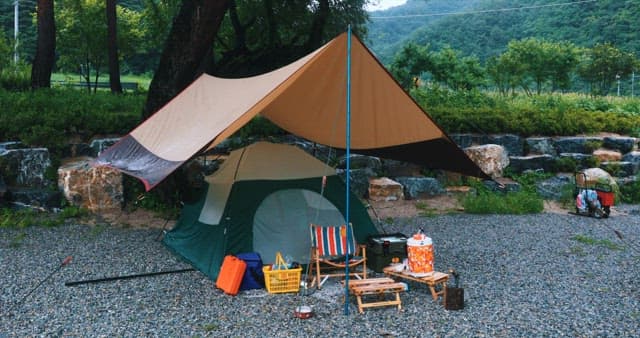Serene Camping Scene in Lush Greenery